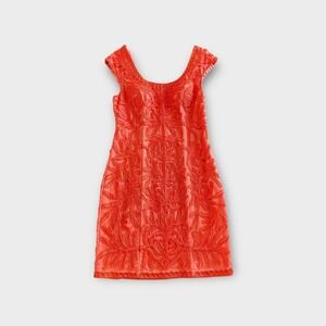 Sue Wong Women's New Designer Embroidered Cocktail Party Dress Size 12 Orange